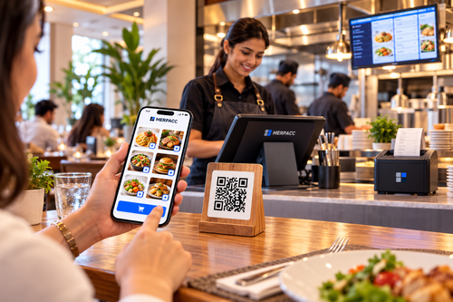 Table QR code ordering on a restaurant table